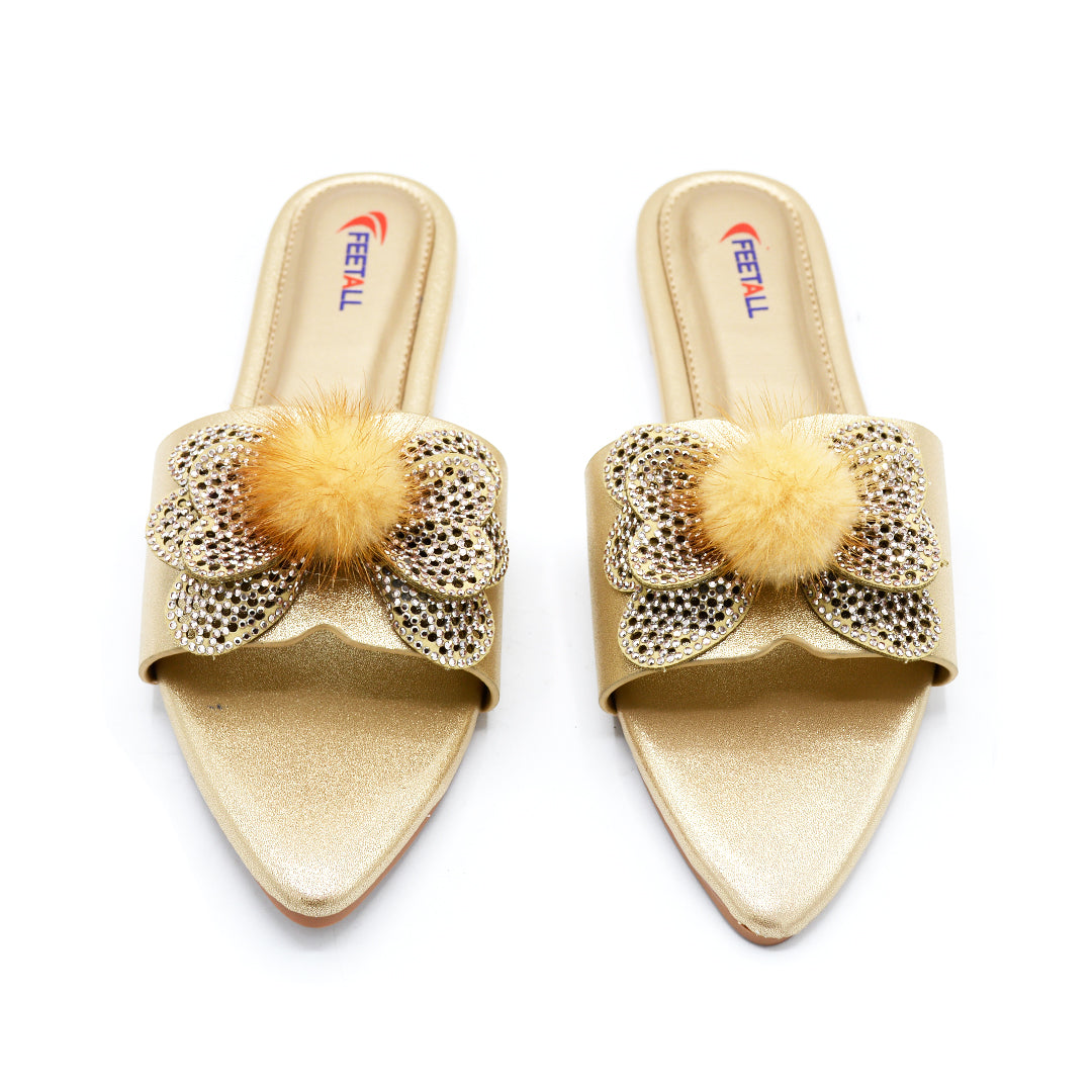 Celeste Crystal & Pom-Pom Pointed Slide
