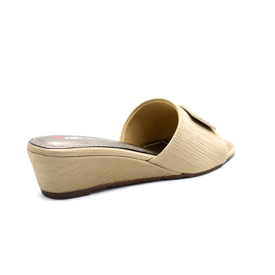 Textured Bow Detail Wedge Slides