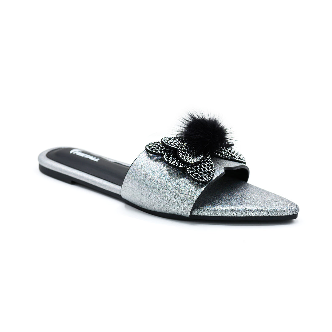 Celeste Crystal & Pom-Pom Pointed Slide