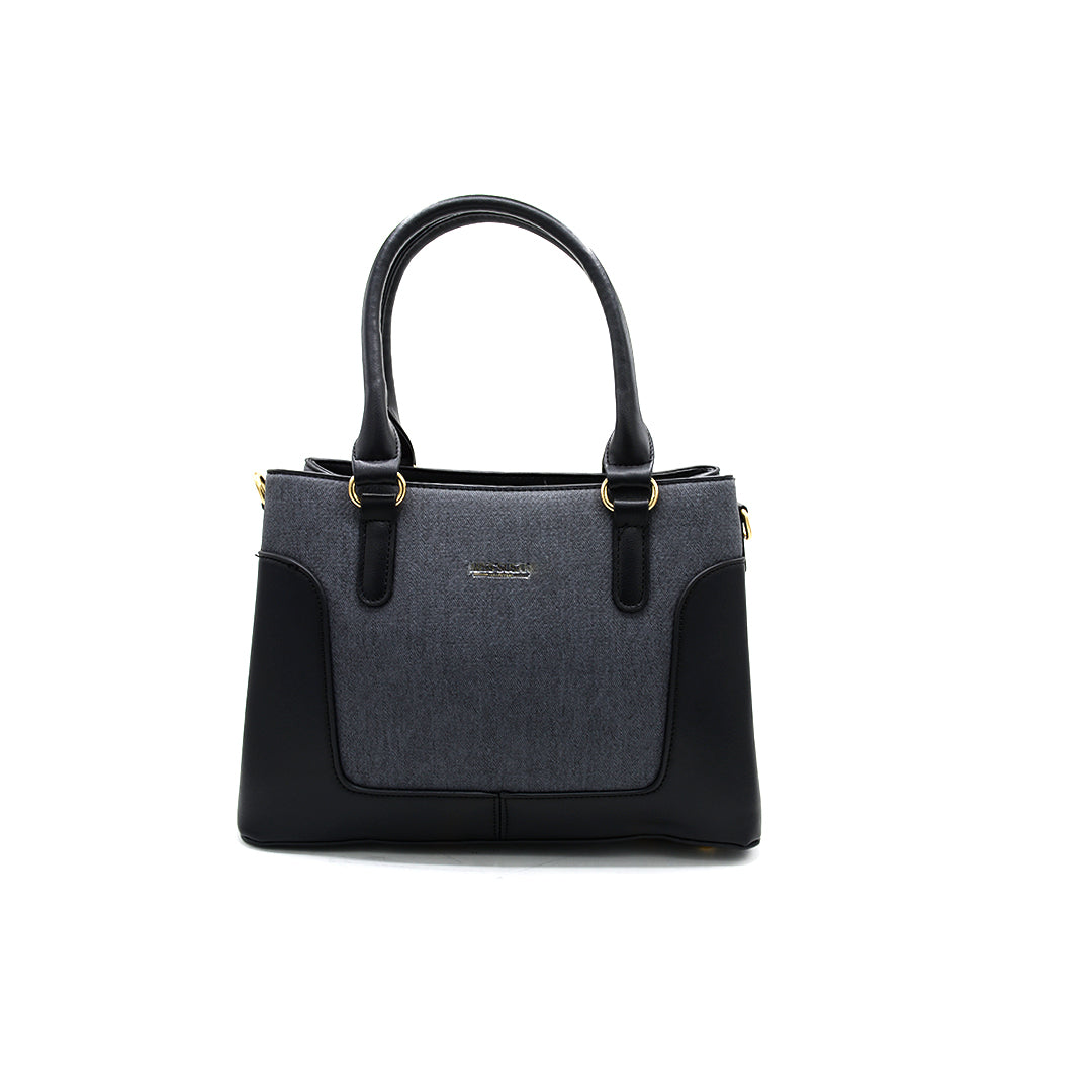 Classic Black & Charcoal Structured Tote Handbag