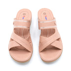 Blush Elegance Cross-Strap Wedge Slide