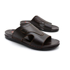 Brown Leather Comfort Slides