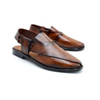 Textured Brown Peshawari Chappal