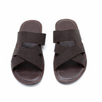 Cross-Strap Nubuck Leather Slide Sandals