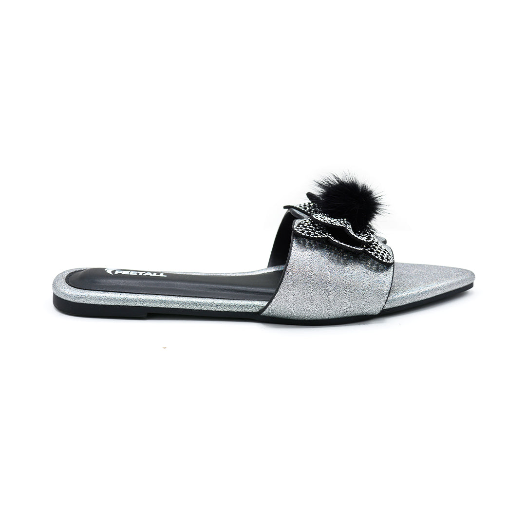 Celeste Crystal & Pom-Pom Pointed Slide