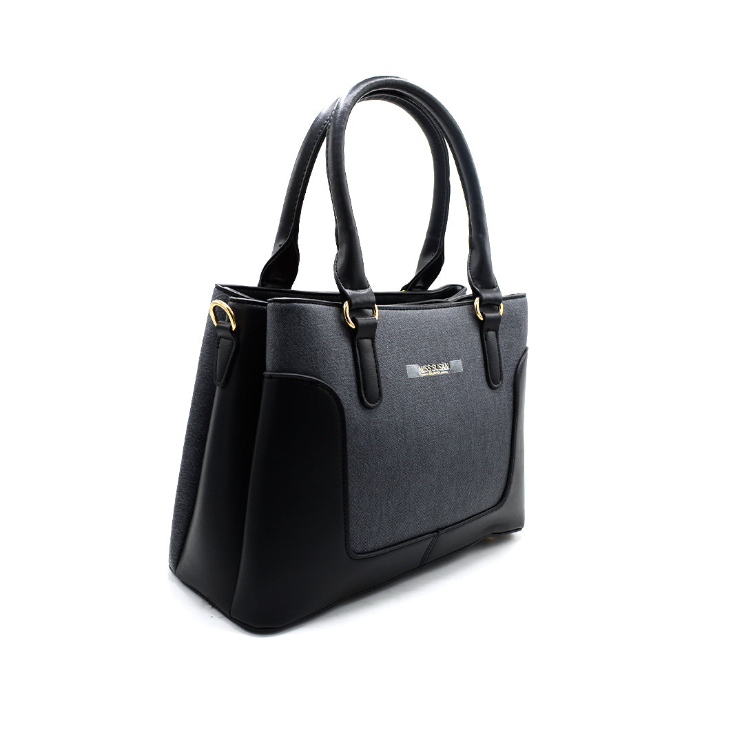 Classic Black & Charcoal Structured Tote Handbag