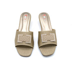 Textured Bow Detail Wedge Slides