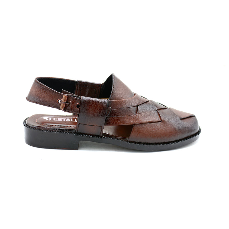 Elegant Brown Peshawari Chappal for Kids