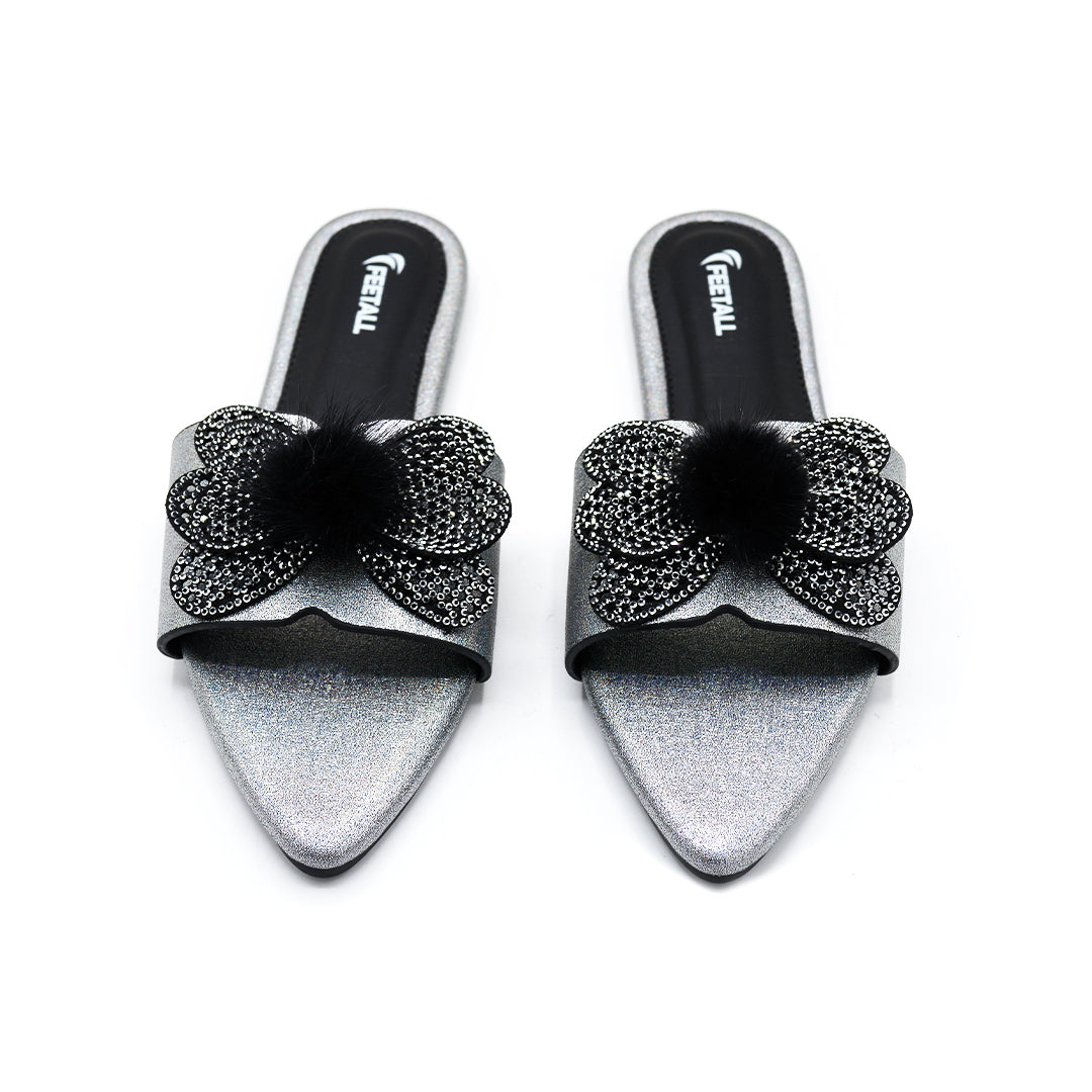 Celeste Crystal & Pom-Pom Pointed Slide