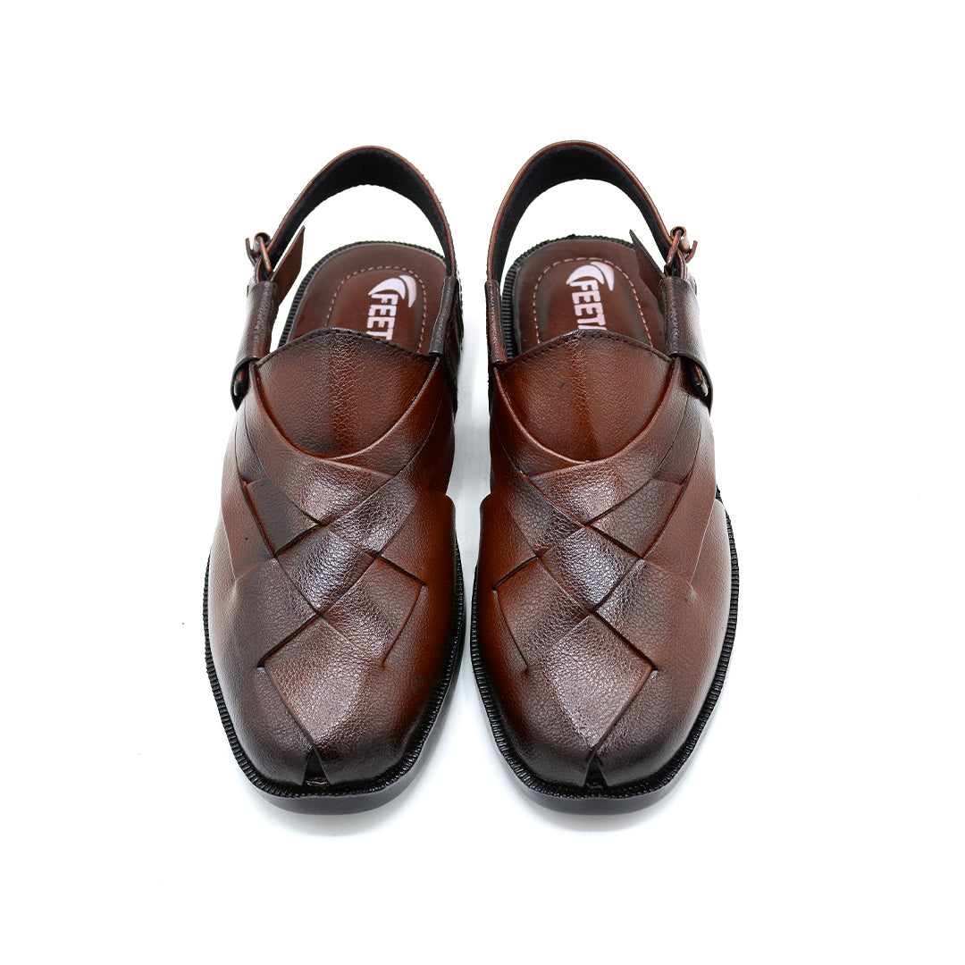 Elegant Brown Peshawari Chappal for Kids