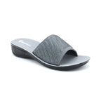 Rhinestone Glam Grey Wedge Slide Sandal