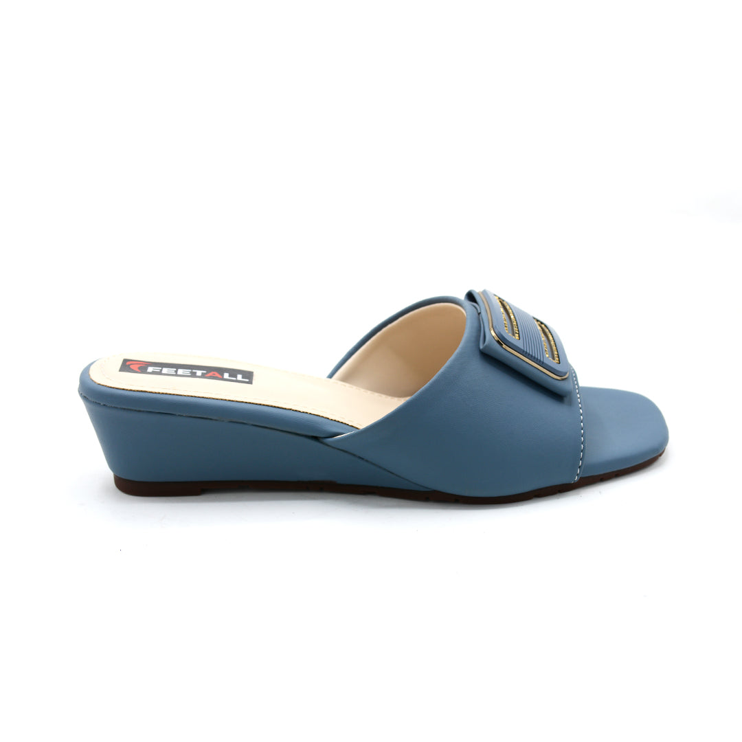 Elegant Buckle Comfort Wedge Slides