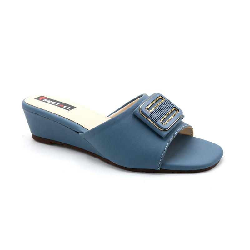 Elegant Buckle Comfort Wedge Slides
