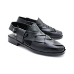 Elegant Black Peshawari Chappal for Kids