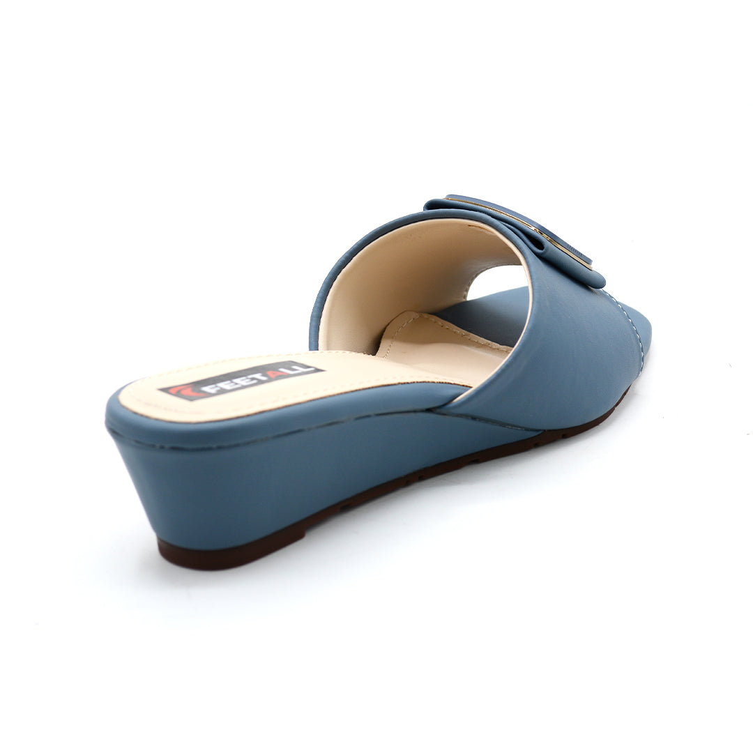 Elegant Buckle Comfort Wedge Slides