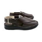 Handcrafted Brown Leather Peshawari Buckle Sandal