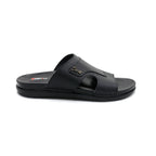 Black Leather Comfort Slides