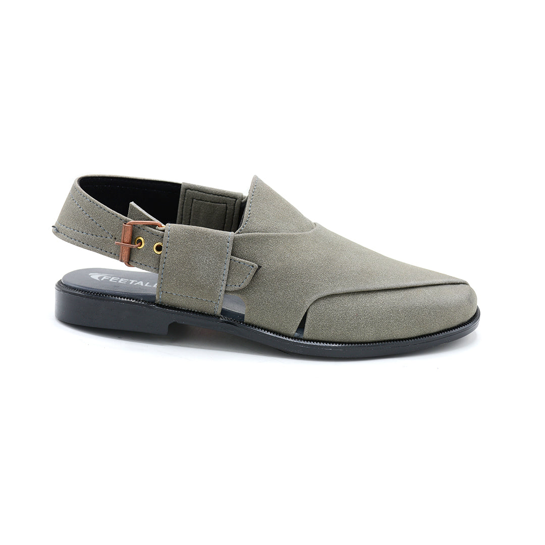 Slate Grey Suede Peshawari Chappal