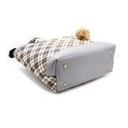 Elegant Checkered Tote Bag with Charm Accessory