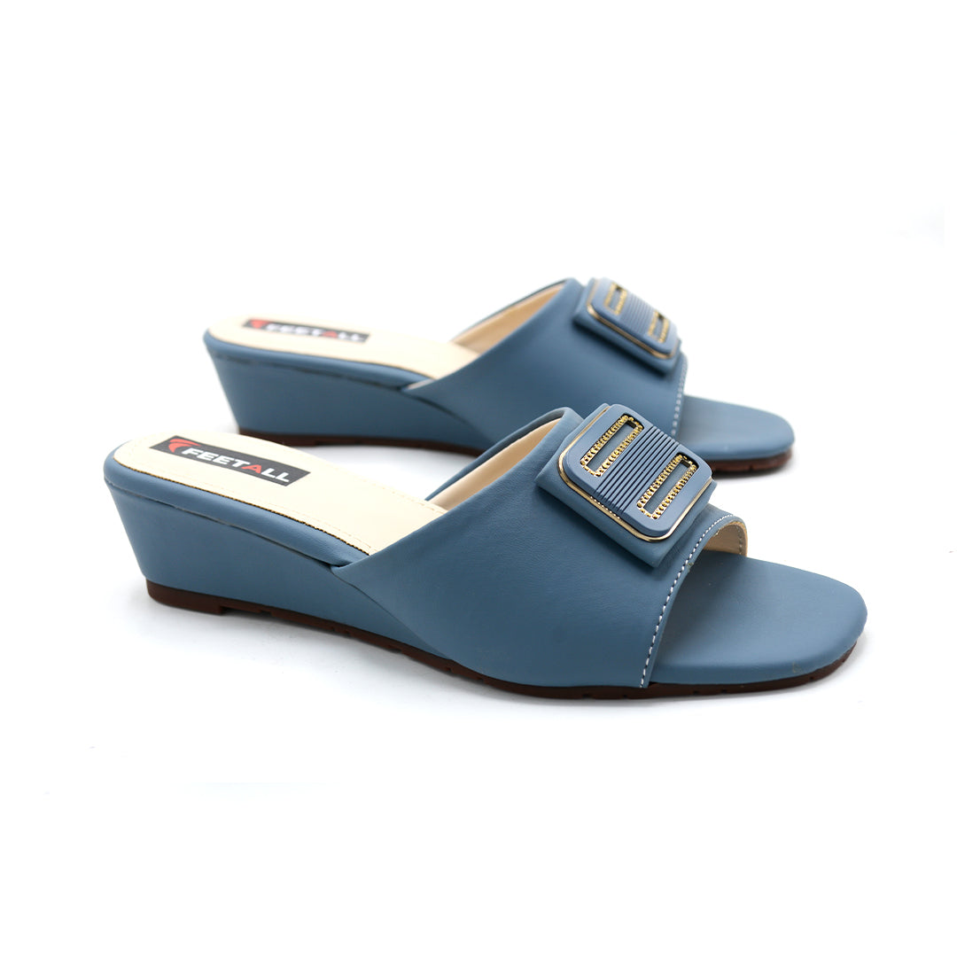 Elegant Buckle Comfort Wedge Slides