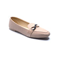 Beige Buckle Detail Ballet Flats