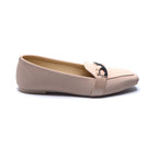 Beige Buckle Detail Ballet Flats