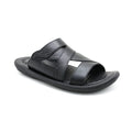 Elite Black Leather Cross-Strap Slide Sandals