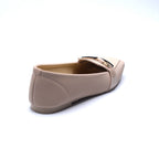 Beige Buckle Detail Ballet Flats