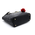 Classic Monogram Black Tote Bag with Red Fur Charm