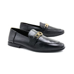 Premium Black Loafer with Gold Buckle