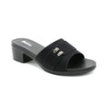 Sleek Black Block Heel Slide Sandal