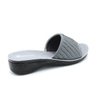 Rhinestone Glam Grey Wedge Slide Sandal