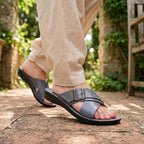 Buckle Cross Strap Flat Slides