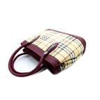 Classic Plaid Tote Bag – Beige & Burgundy