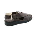 Handcrafted Brown Leather Peshawari Buckle Sandal