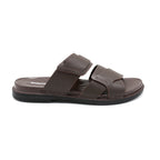 Men's Comfort Brown Cross Strap Slides