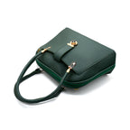 Elegant Green Handbag with Gold Accent Lock