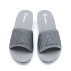 Rhinestone Glam Grey Wedge Slide Sandal