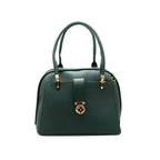 Elegant Green Handbag with Gold Accent Lock