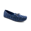 Blue Suede Leopard Driving Moccasin