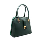 Elegant Green Handbag with Gold Accent Lock