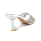 Crystal Cutout Slide Heels Silver Glam