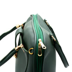 Elegant Green Handbag with Gold Accent Lock