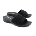 Glam Rhinestone Slide Wedge Sandal Black