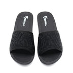 Glam Rhinestone Slide Wedge Sandal Black
