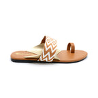 Geometric Woven Strap Toe-Ring Flat