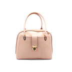 Elegant Pink Handbag with Gold Accent Lock