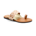 Geometric Woven Strap Toe-Ring Flat