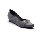 Grey Wedge Heels with Embellished Buckle