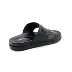 Black Leather Comfort Slides